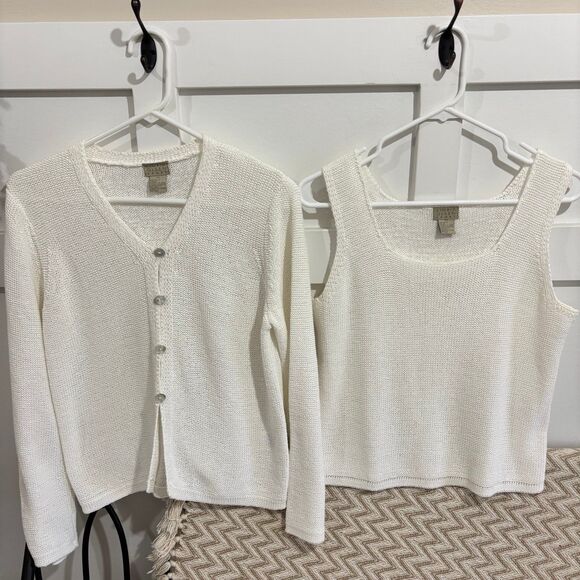 Sigrid Olsen Sport Lightweight Knit Cardigan Tank 2 Piece Set - Picture 7 of 7